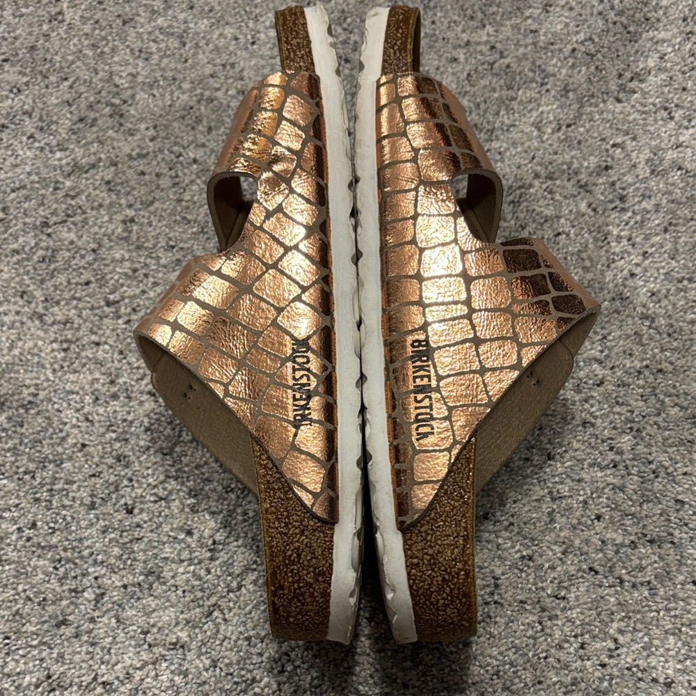 Birkenstock Metallic Croc-Pattern Sandals - Picture 3 of 15